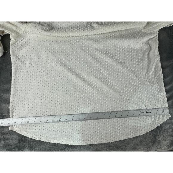 Women's 2XL XXL White dotted swiss top with ruffled 3/4 sleeve MoaMoa - Picture 5 of 7